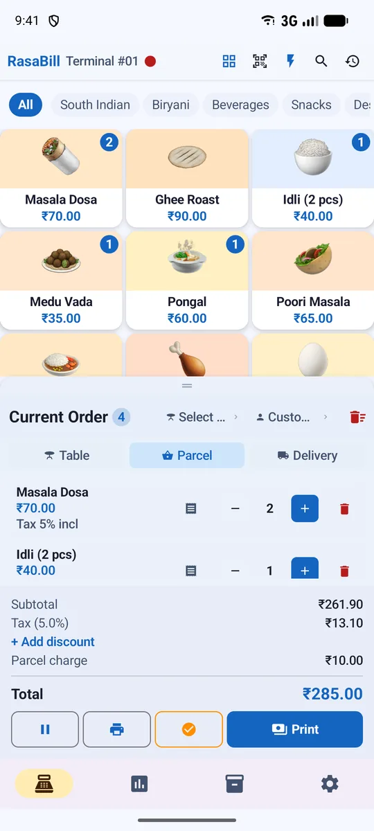 RasaBill app screen: Simple Pricing: Start Free, Upgrade When You Need More